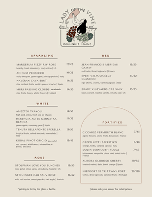 Menu photo 1 Lady of the Vine Ogunquit, ME