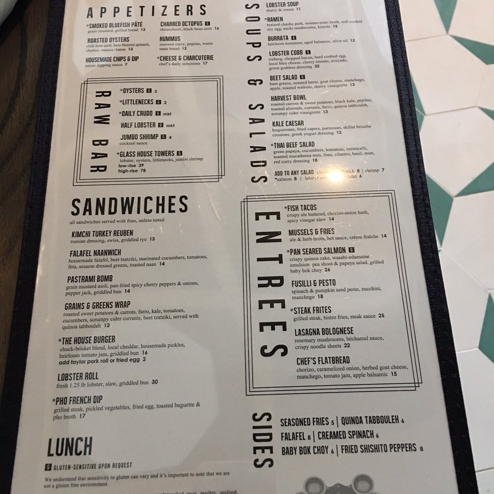 Glass House - Menu - New American Near Me - Cambridge, Massachusetts Glass House - Menu - New American Near Me - Cambridge, Massachusetts