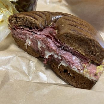 My Three Sons Bagel Cafe - Pastrami sandwich on pumpernickel bagel - awesome - Bagels Near Me - Stewart Manor, New York My Three Sons Bagel Cafe - Pastrami sandwich on pumpernickel bagel - awesome - Bagels Near Me - Stewart Manor, New York