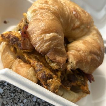 Cafe 33 - Chorizo & Eggs Croissant with bacon added - Coffee & Tea Near Me - Sacramento, California