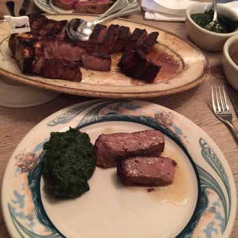 Peter Luger - Sirloin filet for two.  Tender n a portion left over for my pups.  Here Andy  come and get it. Lol - Steakhouses Near Me - Brooklyn, New York