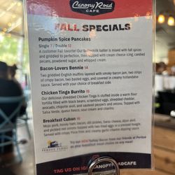 Canopy Road Cafe - Fall specials!