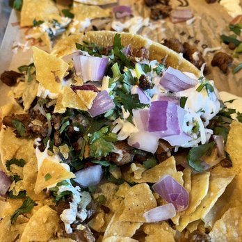Que Onda Tacobar - Al pastor tacos with cheese, sour cream, onions, cilantro, nachos - Mexican Near Me - Vallejo, California Que Onda Tacobar - Al pastor tacos with cheese, sour cream, onions, cilantro, nachos - Mexican Near Me - Vallejo, California
