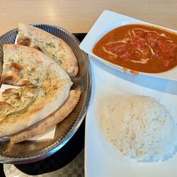 Hong Kong Food Paradise - Naan, butter chicken, and rice