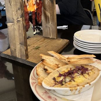 Crack'D Brunch - Flaming Duck Bacon and shrimp dip. - Breakfast & Brunch Near Me - New Orleans, Louisiana