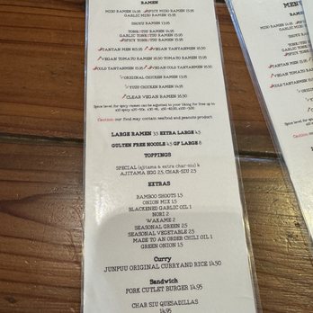 Junpuu - Menu - Ramen Near Me - Honolulu, Hawaii