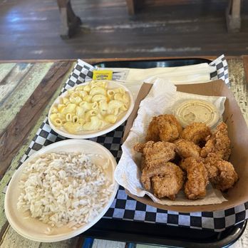 The Poboy Shop - Fried shrimp basket with a side of rice and Mac n cheese - Cajun/Creole Near Me - Temecula, California The Poboy Shop - Fried shrimp basket with a side of rice and Mac n cheese - Cajun/Creole Near Me - Temecula, California