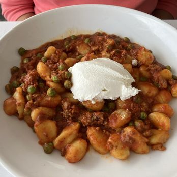 Robke’s - Gnocchi Bolognese with fresh peas and ricotta. - American Near Me - Northport, New York