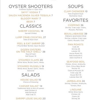 The Oyster Bar - The Menu - Bars Near Me - Stateline, Nevada