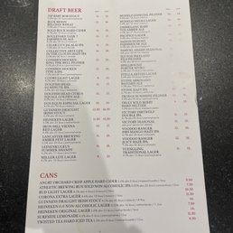Beer menu Beer menu
