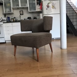 Rodrigues Custom Upholstery - The "Before". A tired old brown chenille.
