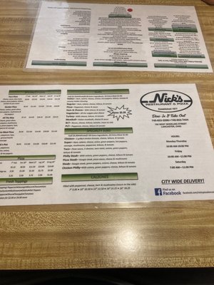 Menu photo 2 Nick's Restaurant and Pizza Lancaster, OH Menu photo 2 Nick's Restaurant and Pizza Lancaster, OH