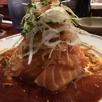 Gen Kai Sushi - Spicy Garlic Salmon Sashimi - Japanese Near Me - Dana Point, California Gen Kai Sushi - Spicy Garlic Salmon Sashimi - Japanese Near Me - Dana Point, California