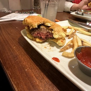 Not Your Average Joe's - Norwell - Egg burger, deep red and covering half the bun - New American Near Me - Norwell, Massachusetts