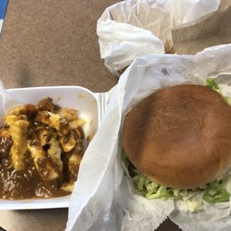 Large cheeseburger with chili cheese fries Large cheeseburger with chili cheese fries