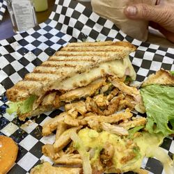 Pizza Express - Panini Sandwich (ham, chicken, cheese, lettuce, avocado, onions, and mayonnaise)