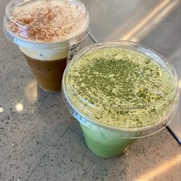 Sea Salt Cream Phin Latte + Foam Matcha Latte