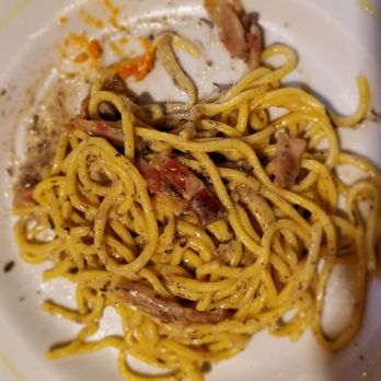 Osteria del Cavaliere - Handmade spaghetti with truffle oil and bacon. The best dish I had in both Rome and Paris! - Mediterranean Near Me - Rome, RM Osteria del Cavaliere - Handmade spaghetti with truffle oil and bacon. The best dish I had in both Rome and Paris! - Mediterranean Near Me - Rome, RM