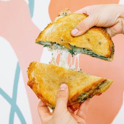 Mystical Blends - Egg white and spinach panini with pesto sauce