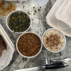 Smoke House BBQ - 1/2 Pint Collard Greens, 1/2 Pint Beans, 1/2 Pint Mac and Cheese - everything was perfect