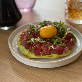 Ember & Rye - Avocado tuna tostada with mango yolk - delicious! - Seafood Near Me - Carlsbad, California