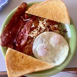 Silver Lake Cafe & Bar - I had two eggs over easy, hash browns, three slices of bacon and sourdough toast.