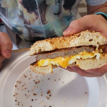 Boulevard Bagel - Everything bagel with sausage egg and cheese - Bagels Near Me - Sugar Land, Texas Boulevard Bagel - Everything bagel with sausage egg and cheese - Bagels Near Me - Sugar Land, Texas