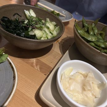 Hamasaku - Cucumber salad and Edamame with garlic/soy sauce and ginger - Japanese Near Me - Los Angeles, California