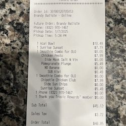 Missing Chipotle Chicken Club from my order