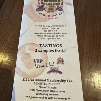 The Wine Barrel - Menu - Wineries Near Me - Parker, Colorado The Wine Barrel - Menu - Wineries Near Me - Parker, Colorado