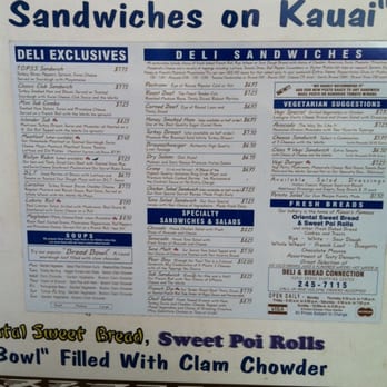 Deli & Bread Connection - Menu - Bakeries Near Me - Lihue, Hawaii