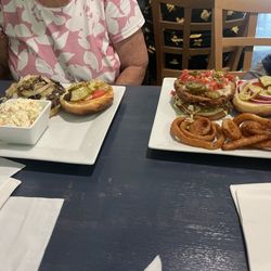 Blue Giraffe Restaurant - Tex Tex-Mex Burger on the right.
