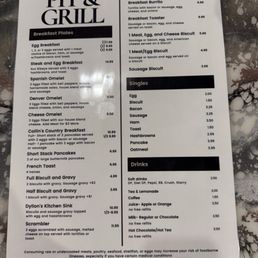 Breakfast menu Breakfast menu