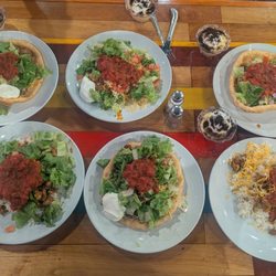 Red Heritage - Navajo fry bread/Rice with beef/chicken, lettuce, cheese, onion, salsa, sour cream