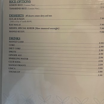 Mehfil - Drinks menu - Indian Near Me - Asheville, North Carolina