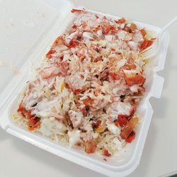 Halal Boys - Chicken over rice with extra white sauce.