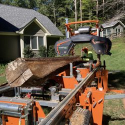 Abba and Sons Custom Millworks - Portable saw mill in action
