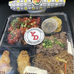 Combo 3 - $18.99 rice & 5 sides  Japche 2 pcs. fried wings 4 pcs spicy wings beef bulgogi 2pcs. chives pancake. $9.99 beef bulgogi kimbap.