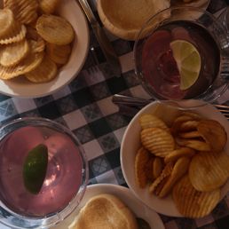 Cheeseburger & Cottage Fried Potatoes & Cosmopolitan Cheeseburger & Cottage Fried Potatoes & Cosmopolitan