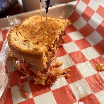Birch Run Deli - Reuben with sauerkraut on rye with homemade Thousand island dressing. - Sandwiches Near Me - Birch Run, Michigan Birch Run Deli - Reuben with sauerkraut on rye with homemade Thousand island dressing. - Sandwiches Near Me - Birch Run, Michigan