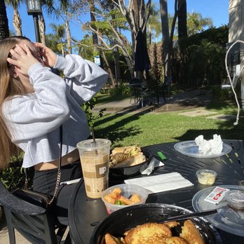Chad's - Patio next door and our meals. Burrito and French toast - Breakfast & Brunch Near Me - Santa Barbara, California