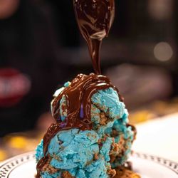 Jaxson's Ice Cream Parlor and Restaurant - Homemade Cookie Monster Ice Cream sundae