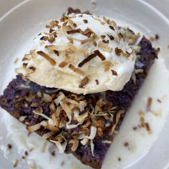Bok Choy Boy - Ube bread pudding (more purple once you cut into it) - Asian Fusion Near Me - Charleston, South Carolina Bok Choy Boy - Ube bread pudding (more purple once you cut into it) - Asian Fusion Near Me - Charleston, South Carolina