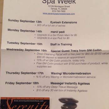 Serenity Salon & Spa - Spa week is coming - Day Spas Near Me - Tampa, Florida Serenity Salon & Spa - Spa week is coming - Day Spas Near Me - Tampa, Florida