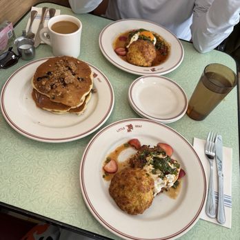 Little Goat Diner - This Little Piggy breakfast sandwich and blueberry pancakes. Pancakes were basic, not a must get. Would recommend the sandwich though! - Diners Near Me - Chicago, Illinois
