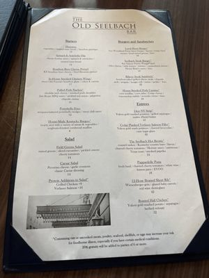 Menu photo 2 Old Seelbach Bar Louisville, KY Menu photo 2 Old Seelbach Bar Louisville, KY
