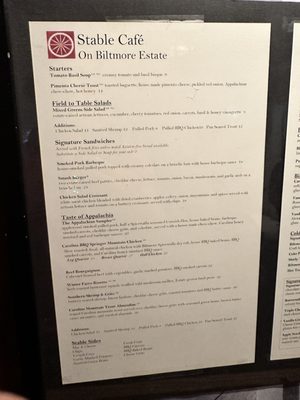 Menu photo 1 Biltmore Stable Cafe Asheville, NC