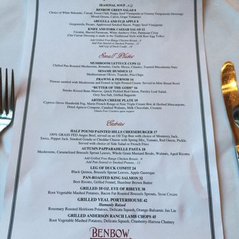 Benbow Inn Restaurant - Fall menu - Diners Near Me - Garberville, California