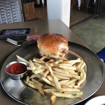 Eureka! - Bison Burger, spicy pepper relish we got on the side - American Near Me - Indian Wells, California
