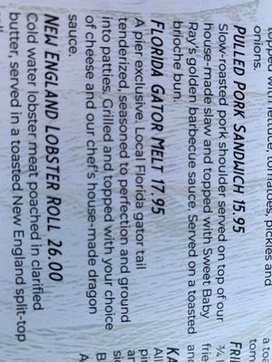 Menu photo 2 Pier 62 Cocoa Beach, FL